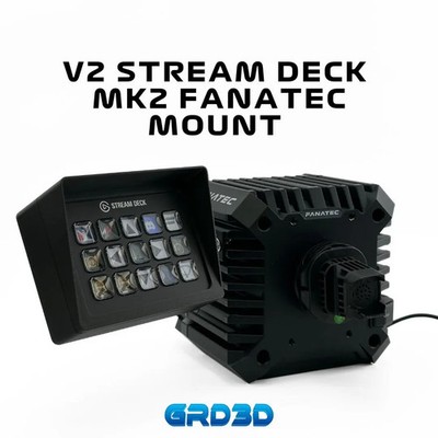Stream Deck MK2 Triple-Axis Mount for Fanatec Wheel Bases - V2 (with Anti-Glare