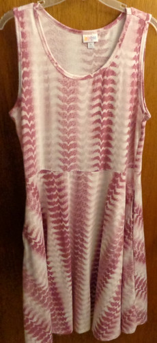 Lularoe Nicki Pink Tie Dye Seam Pockets Dress Women XL 38" chest