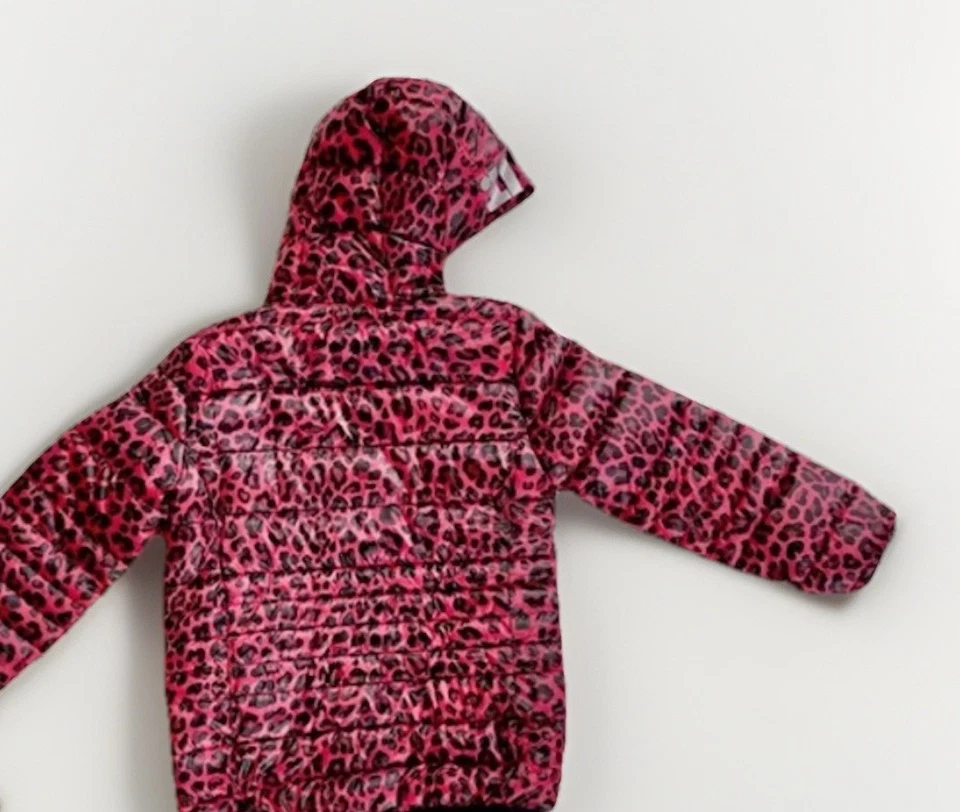 Jaqueta acolchoada Nike infantil estampa de leopardo vermelho com capuz tamanho 6X/L – Therma-FIT / - Imagem 4 de 4