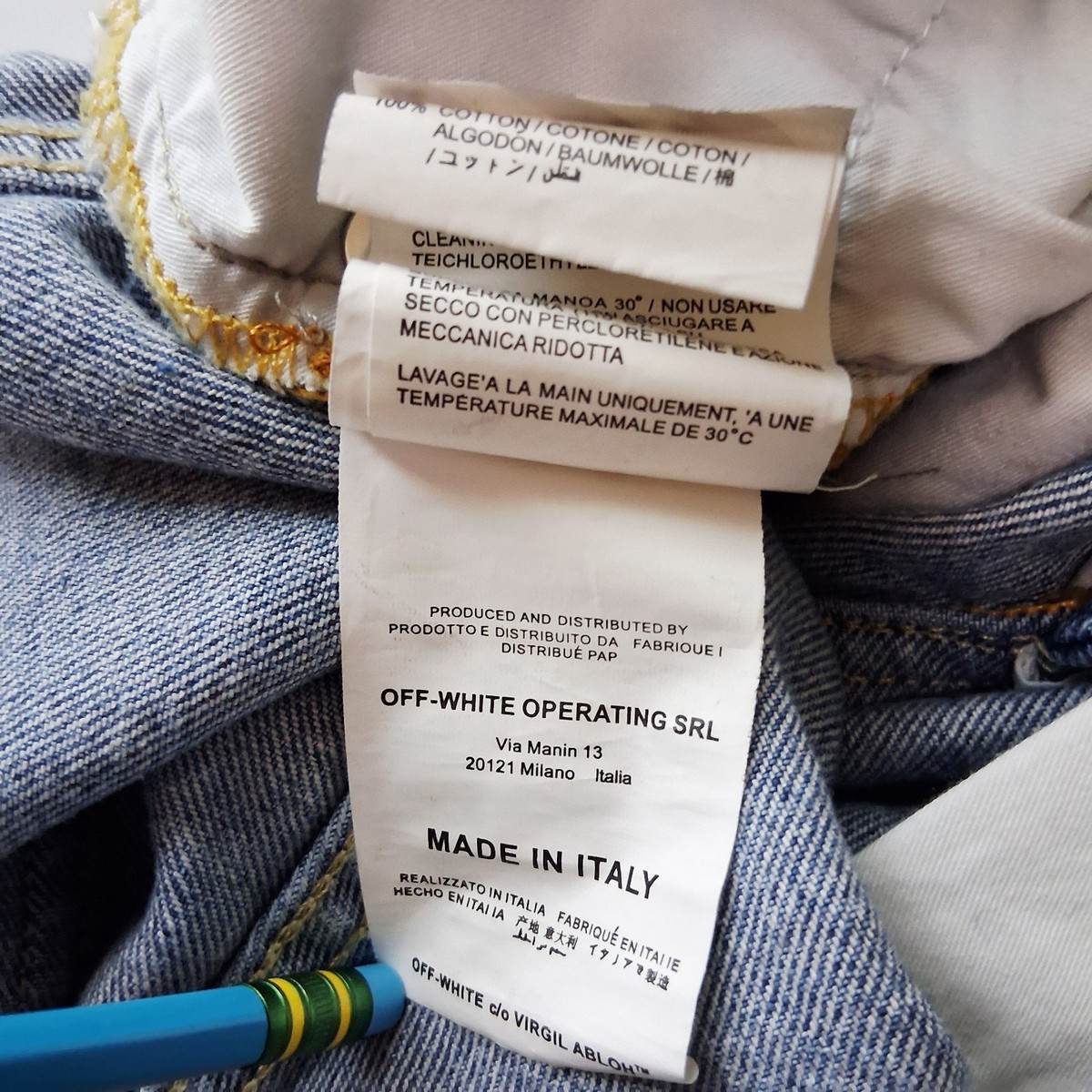 Off-White C/O Virgil Abloh 2013 Main Label Graphic Arrow Jeans 32