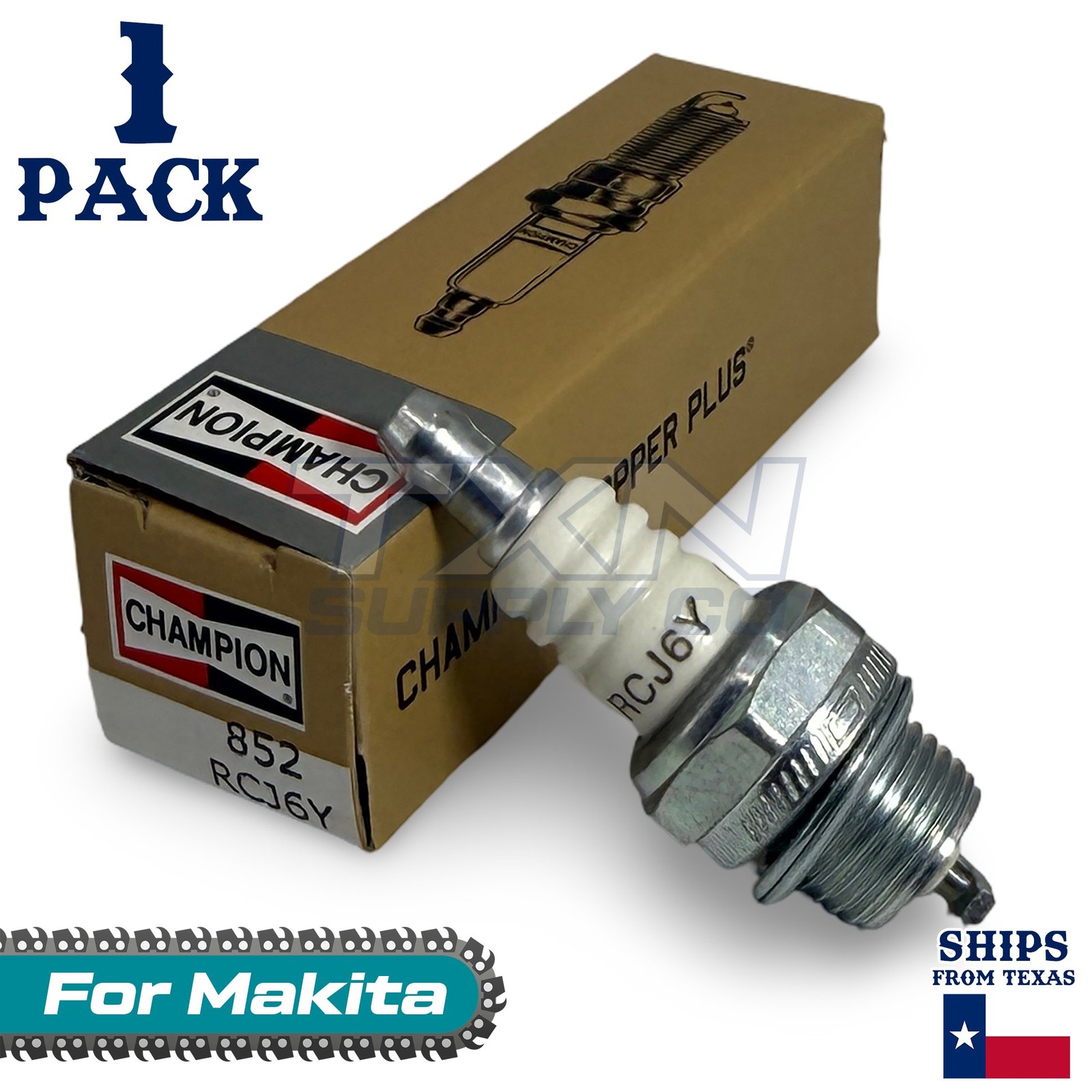 1 Pack Champion Spark Plug - For DCS-520i Makita Chainsaw