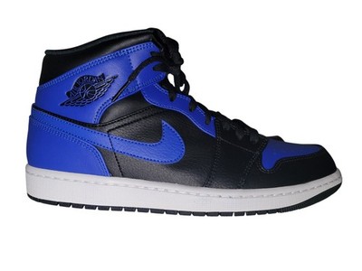 Jordan Air Jordan 1 Mid Black Hyper Royal White 554724-077 Men's Sneaker