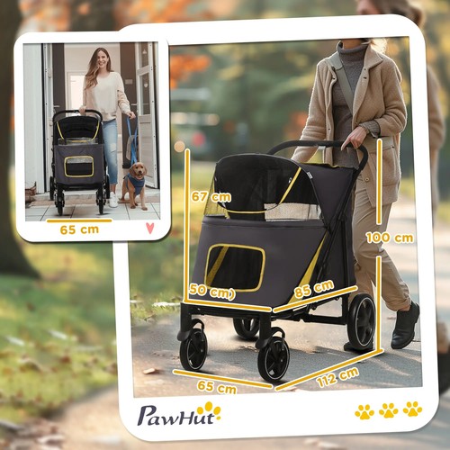 Foldable Dog Stroller for Large Dogs - Comfy, Secure & Shock Absorber Wheels - Picture 5 of 11