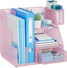 Desk Organizer and Accessories, 3-Tier File Organizer with Drawer and Pen Holder