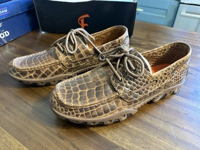 Ferrini Men's  Alligator  Print Handmade Dress Shoes, Italian Lace-Up, Size 8D