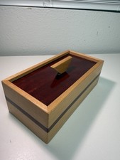 Handmade Wooden Sliding Lid Box Signed Artisa...