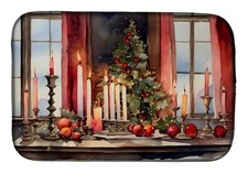 Christmas Candles Dish Drying Mat Absorbent Dish Drying Mat Pad for Kitchen