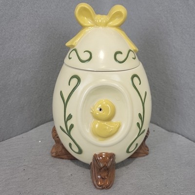Vintage Egg Candy Dish Ceramic Hobbyist Baby Chick Spring Easter *READ* 