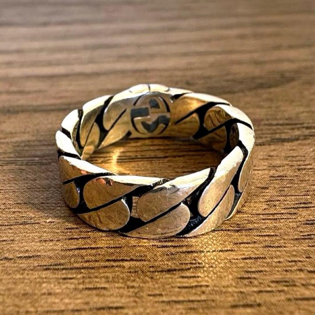 Auth GUCCI Interlocking G Wide Ring Silver 661513… - image 3