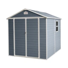 6x8 FT Resin Storage Shed Garden Sheds with Window & Sliding Doors for Outdoor