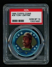 1990 Topps Coins #36 Tony Gwynn PSA 10 Gem Mint San Diego Padres