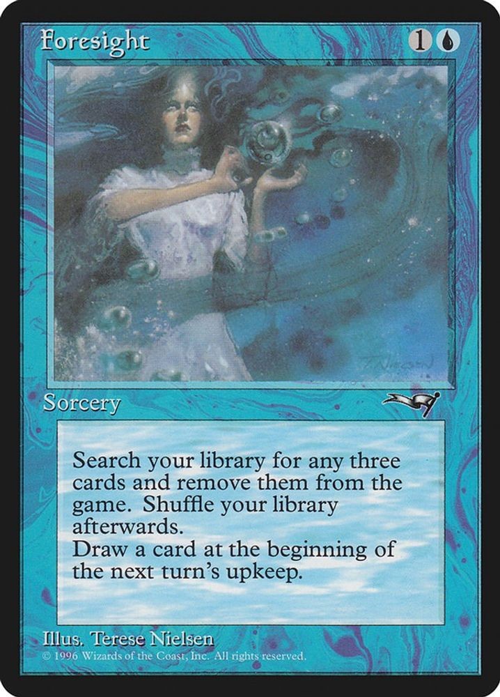 1996 Magic: The Gathering ALL - Foresight (White Dress) (#44, Common, Near Mint)