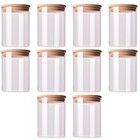 10 Pack Glass Sealed Storage Jars with Bamboo Covers for Tea and Candy