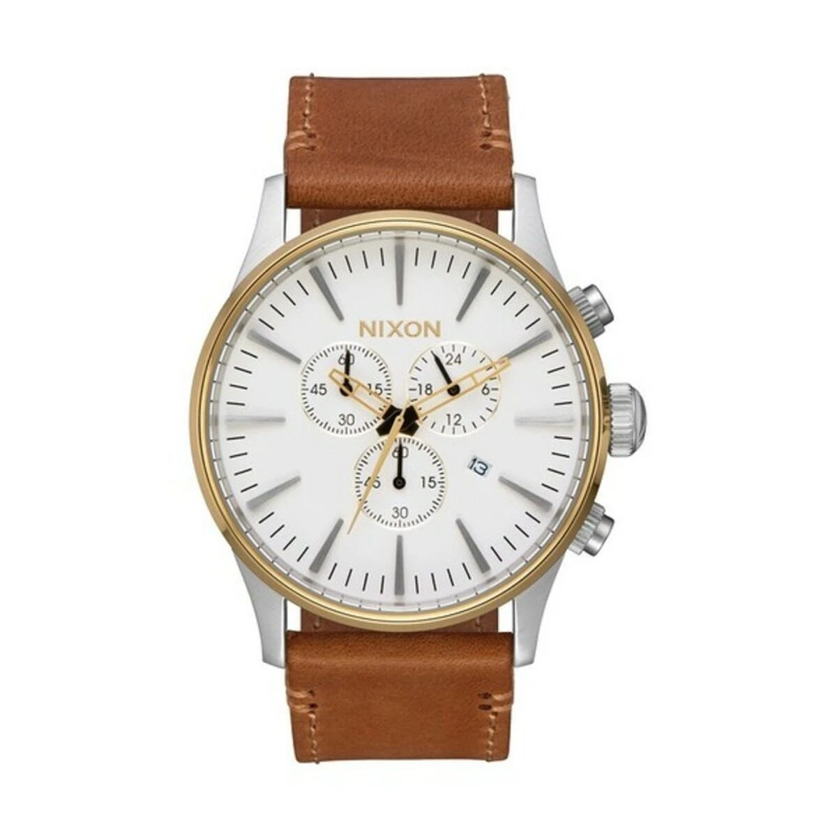 NIXON Orologio Uomo Cronografo In Acciaio Inox, Cinturino In Pelle, Impermeabile 100m