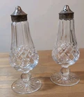 Waterford Lismore Salt & Pepper Shakers Footed Base EPNS Silverplated Lids Set 2