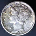 1943-P 10C Mercury Dime TONED - video - AU Mint Details (#8217)