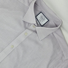 Charles Tyrwhitt Dress Shirt Men's 16/35 Purple Check Non Iron Slim Fit