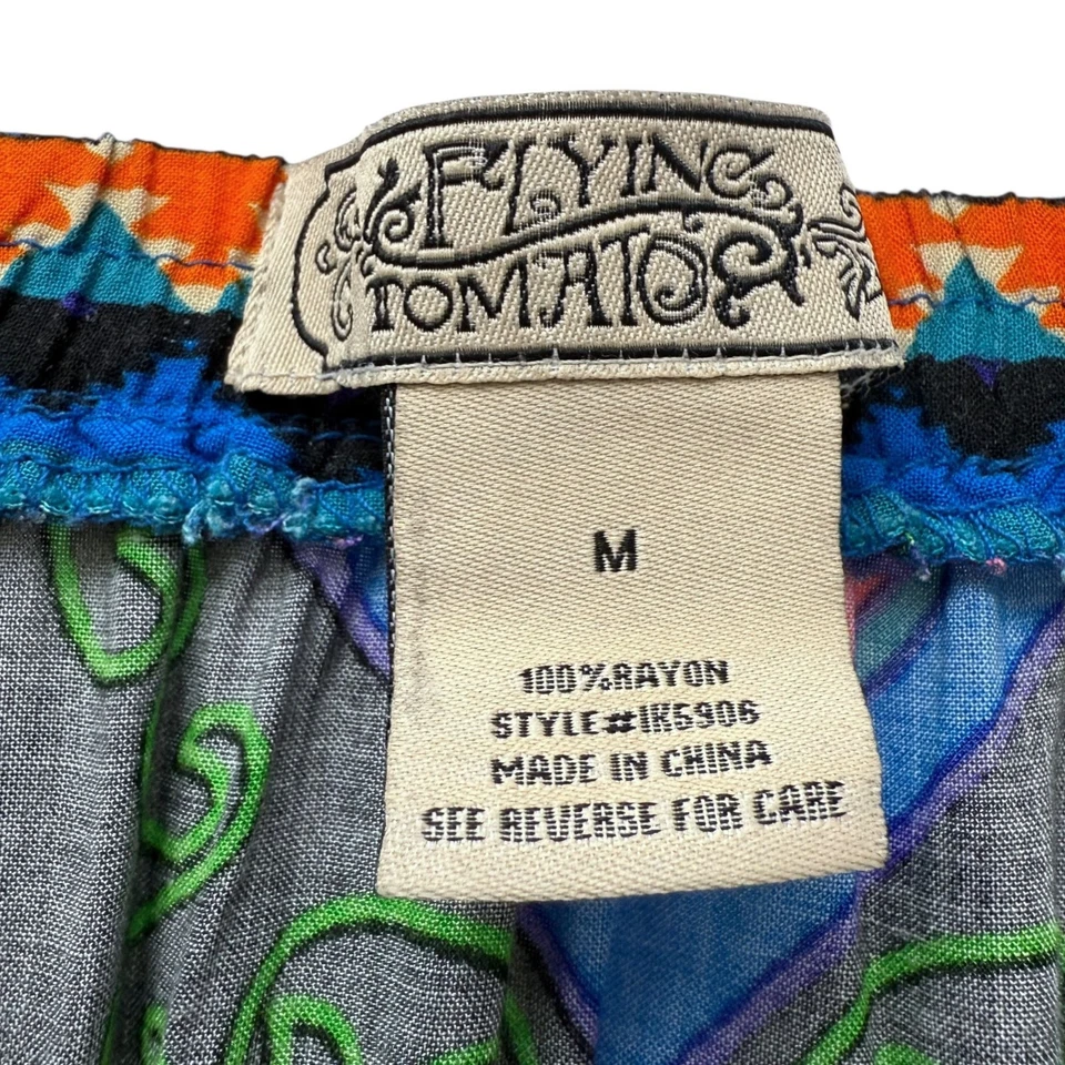 Flying Tomato Maxi Skirt Medium Aztec Boho Colorful Rayon Elastic Waist Midi - Image 3 of 4