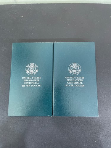 LOT of TWO (2) 1990 Eisenhower Centennial 90% Silver Dollar Proof Coin nice - Picture 5 of 5