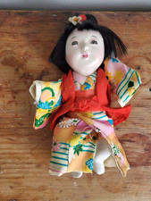 Poupée ancienne porcelaine japonaise 7" pouces cassée occasion pour pièces vêtements MCM