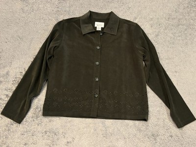 Christopher & Banks Button Front Shacket Jacket Womens Small Green Casual L/S