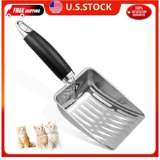 Stainless Steel Cat Litter Scoop Sturdy Mesh Metal Kitty Poop Shovel Black
