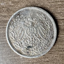 1918-F Germany 1/2 Half Mark Silver