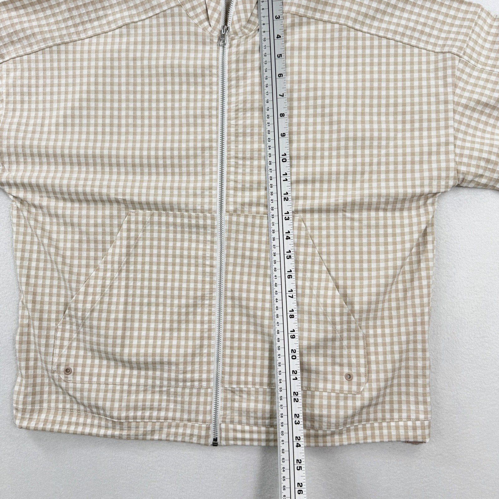 Adidas Womens Ultimate365 Gingham Golf Jacket Utility Size M Taupe JE9948, NEW thumbnail 9