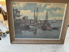 James Milton Sessions Rare Blue Harbor Block Signed Lower Right Great Condition.