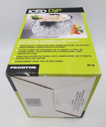 Prodyne Dip Bowl Iced Dip On Ice Bowl Stainless Steel Acrylic Snap Lid - Picture 5 of 8