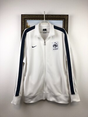 France Nike Football Jacket White Track Top Soccer Rare Size XXL
