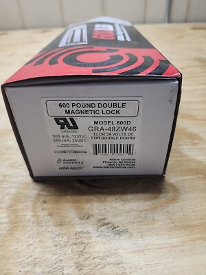 ALARM CONTROLS 600D Double Maglock,600 lb. Holding Force 48ZW46
