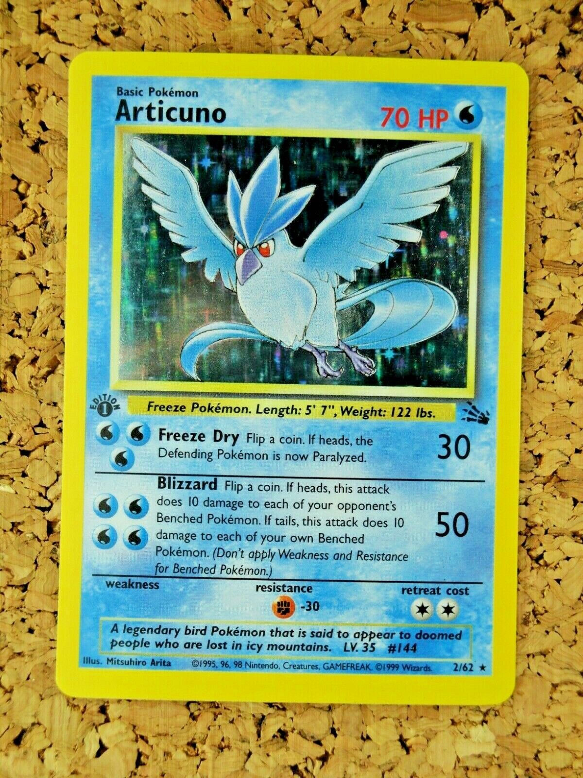 1999 Pokemon Fossil Articuno - 1st Edition