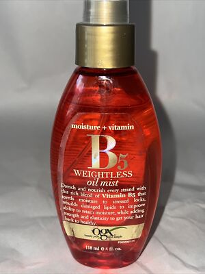 Lot Of 4 OGX Vitamin B5 Weightless Oil Moisture Mist 4oz Strengthening