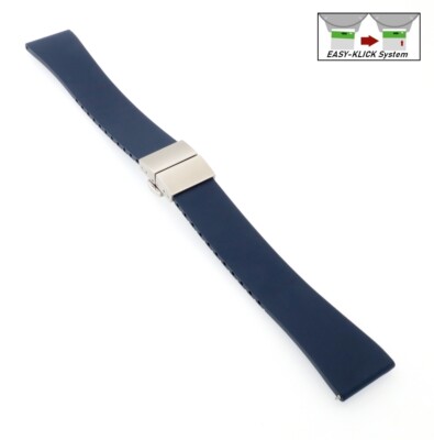 XL Easy-Klick Premium FKM-Kautschuk Uhrenarmband Modell Rostock dunkel-blau 21mm