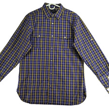 Banana Republic Men's Size L Blue Check Cotton Long Sleeve Casual Shirt