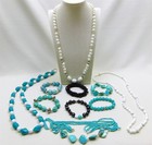 10 Pc Vintage Mod Fashion Jewelry Lot Bracelet Necklace Turquoise Blue White