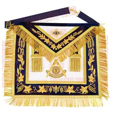 Handmade Masonic Past Master Apron with Compasses  Quadrant - Genuine Lambskin