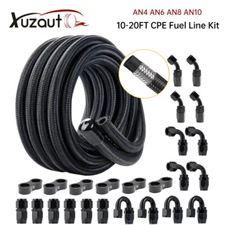 4AN 6AN 8AN 10AN 10-20FT CPE Braided Nylon Fuel Line Kit+Fuel Line Hose Fitting