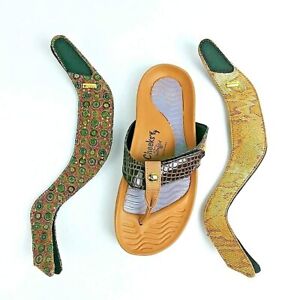 Tony Little Cheeks Sandals W/ 3 Interchangable Straps FlipFlops Arch Suport Tan