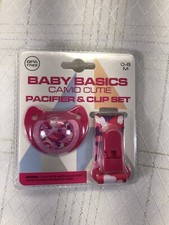 Baby Basics Pink Camo Cutie Orthodontic Pacifier  Lanyard Clip Set Pink Camo
