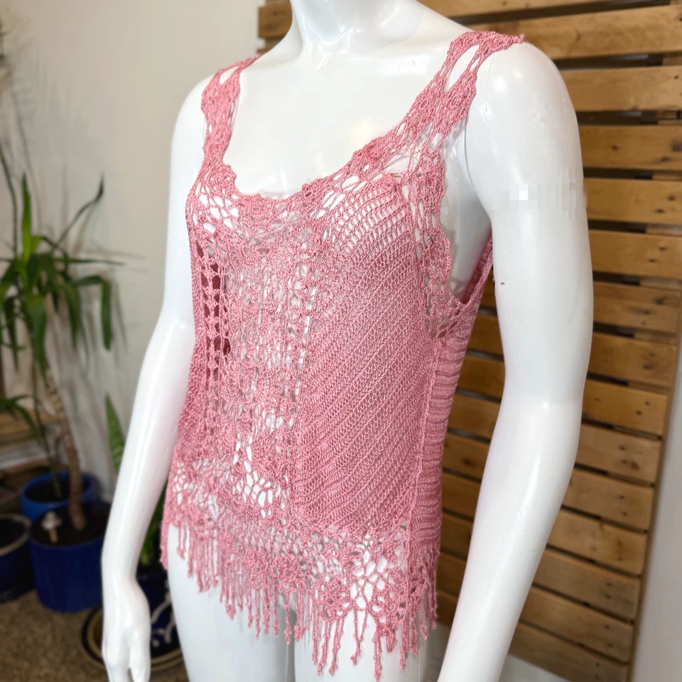 Vintage 90’s CROCHET TANK TOP Rave Babydoll Fairy Boho Y2K Festival Fairycore - Image 3 of 3