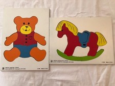 Judy/Instructo Teddy Bear And Rocking Horse Wooden Puzzles