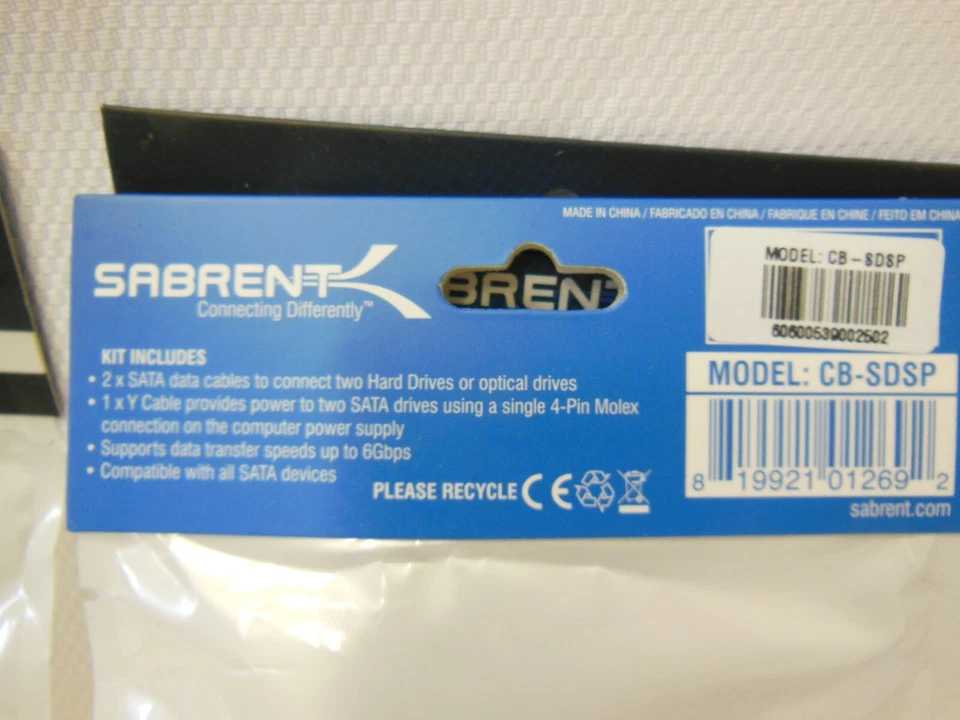 Lote de 4 Kit de Conexión de Disco Duro Sabrent SSD / SATA CB - SDSP 4 pines Nuevo Foto 4 de 4