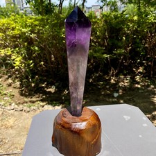 1.35LB Top! natural amethyst staff tip healing specimen obelisk ornament