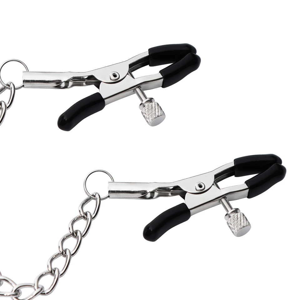 Cadena Esclava Pezón Clip-On Anillos Pezones Serie Maestra Cuerpo Cadena Sub Dom Sexy Foto 2 de 4