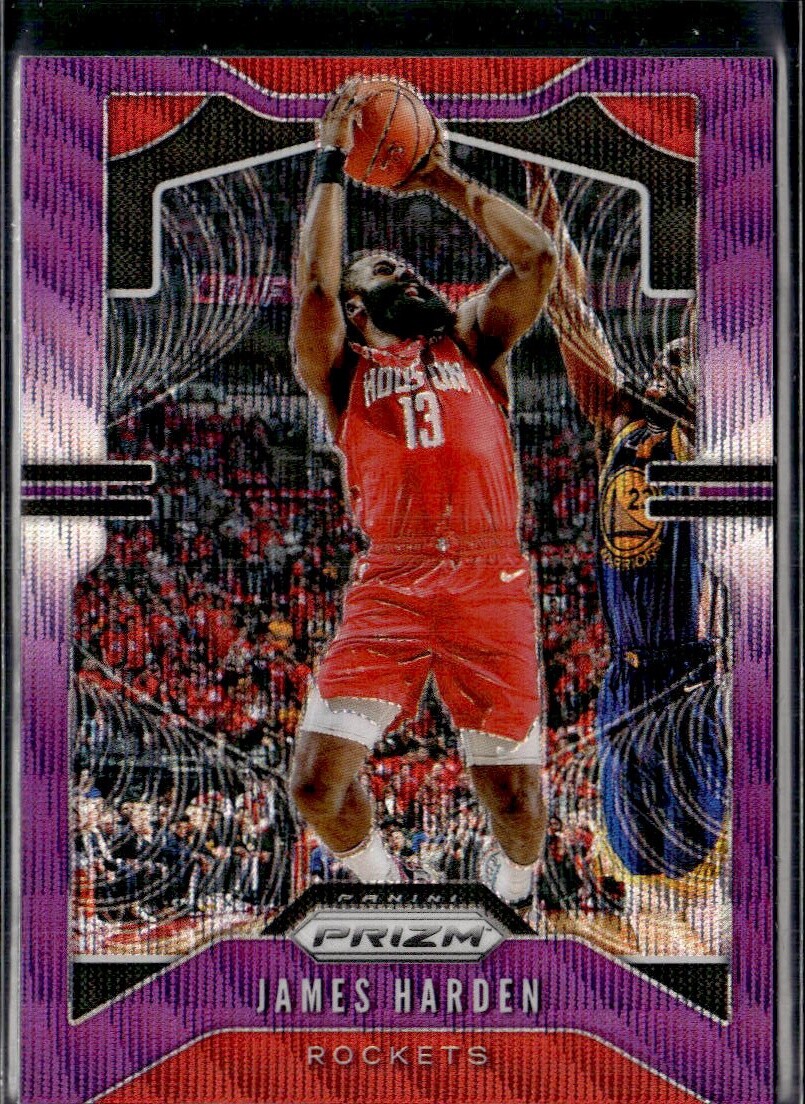 2019-20 Panini Prizm #107 James Harden Prizms Purple Wave Houston Rockets