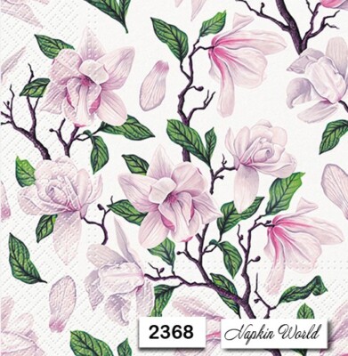 (2368) TWO Individual Paper LUNCHEON Decoupage Napkins - MAGNOLIA BLOOMS PINK