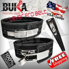 BUKA 10mm Weight Power Lifting Leather Lever Pro Belt Gym Training lifting Black