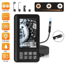 5M Waterproof 1080P Screen Industrial Endoscope Inspection Camera Dual Lens IP67